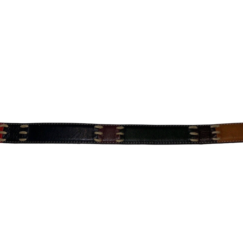 Dockers Womens Leather Belt Sz S Multi-Colored Patchwork Aztec boho biker y2k - Picture 2 of 7